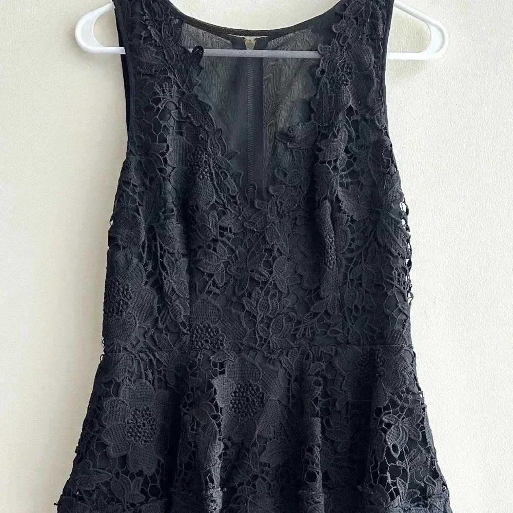 Betsy & Adam Lace Crochet Peplum Dress with Black Pencil Skirt, Size 10